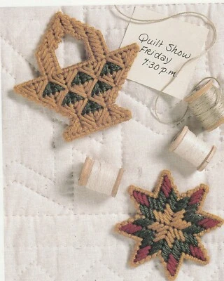 Quilt Block Star & Basket Magnets 7 count pc - PLASTIC CANVAS PATTERN ONLY - Image 1 of 2