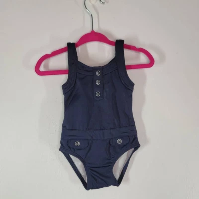 Traje de baño Janie And Jack de una pieza traje de baño 3-6 M botón delantero elástico azul Foto 1 de 4