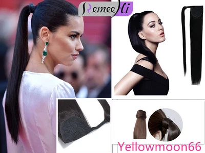 100% Indian Remy Wrap Around Ponytail Extension Long Drawstring Human Hair Pony  - Image 1 of 4
