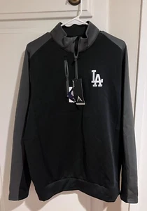 Los Angeles Dodgers Antigua Collection 1/4 Zip Pullover Black/Carbon Large - Picture 1 of 4