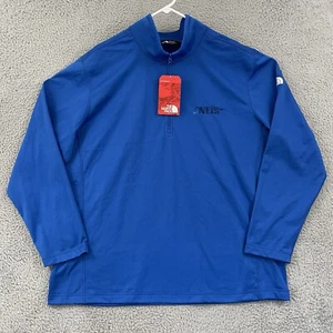 The North Face Tech Sweater Mens 2XL Fleece Monster Blue Quarter Zip Pullover - Picture 1 of 9