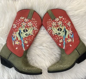 ED Hardy vintage Y2K Rare leather boots - Picture 1 of 17