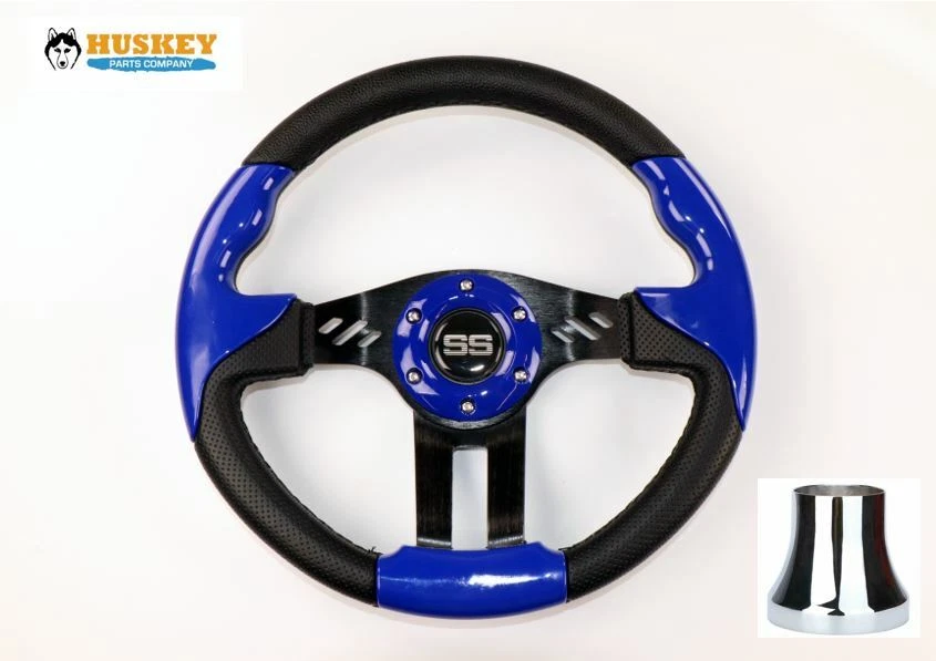 HUSKEY 12.5" Golf Cart Steering Wheel Blue for Yamaha G-series/G29/Drive2, Quality Look