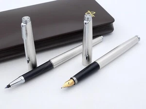 PARURE STYLO PLUME & BILLE FOUNTAIN PEN PARKER 35 ? 75 ? GRAIN D'ORGE PLUME 18K - Picture 1 of 17