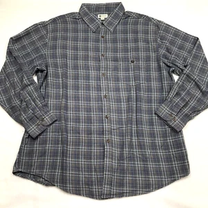 Y2K HAGGAR Flannel Shirt Men XL Gray Window Pane Plaid Academia Grunge Gorp - Picture 1 of 16
