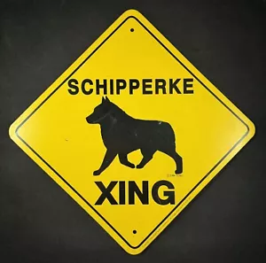 Vintage 1988 Schipperke Xing Metal Hanging Sign by Noble Beasts - Made in USA - Picture 1 of 2
