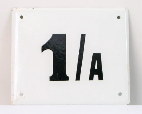VINTAGE WHITE ENAMEL PORCELAIN STREET SIGN BUDAPEST HUNGARY ~7" LONG ADDRESS 1/A Cover
