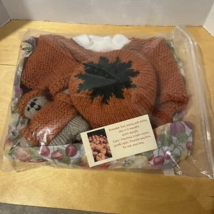 Baby Knit Orange Pumpkin Hat Sweater Bodysuit Set 9-12 Months Photo Prop Outfit - Picture 1 of 8