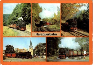 EISENBAHN Motiv-Mehrbild-AK Eisenbahnen Harz Lokomotive Dampflok, DDR Postkarte - Picture 1 of 2