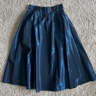 Falda vintage Gunne Sax midi azul metálico Foto 1 de 4