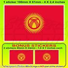 KYRGYZSTAN Flag KYRGYZ 100mm (4") Vinyl Bumper Sticker, Decal x1+2 BONUS