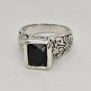 Sterling Silver 925 Ring With Black Onyx Size 8.5 - Picture 1 of 10