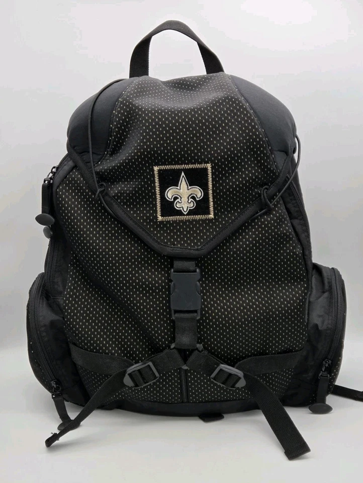 NFL Backpack Technomesh New Orleans Saints Licensed Black Gold Fleur De Lis Logo - Image 1 of 4