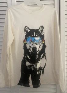 Kids Boys Wonder Nation  Cream Graphic Long Sleeve T-Shirt. XXL 18 - Picture 1 of 1
