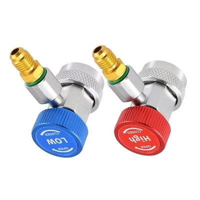 2PCS A/C R134A Quick Coupler Adapter Car High&Low Side HVAC SAE Male Flare Parts - Image 1 of 4