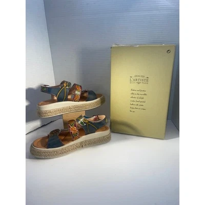 Spring Step L'Artiste EU36 US 5.5-5.6 Blue Multi Leather Espadrille Sandal w/Box - Image 1 of 4