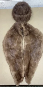 Vintage Belmar Paris New York Nerz Pelzmütze Mütze Damen mit Schal braun - Bild 1 von 5