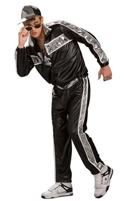 RAP IDOL PUBLIC ENEMY 90s RAPPERS TRACKSUIT FANCY DRESS BLING COSTUME - image 1 of 2
