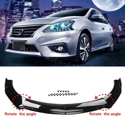 For Nissan Sentra Glossy Black Front Bumper Chin Lip Spoiler Splitter Body Kit Foto 1 de 4