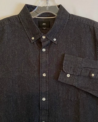 NUEVO - Camisa de manga larga negra con botones tejida de mezclilla Keble para hombre Obey mediana Foto 1 de 4