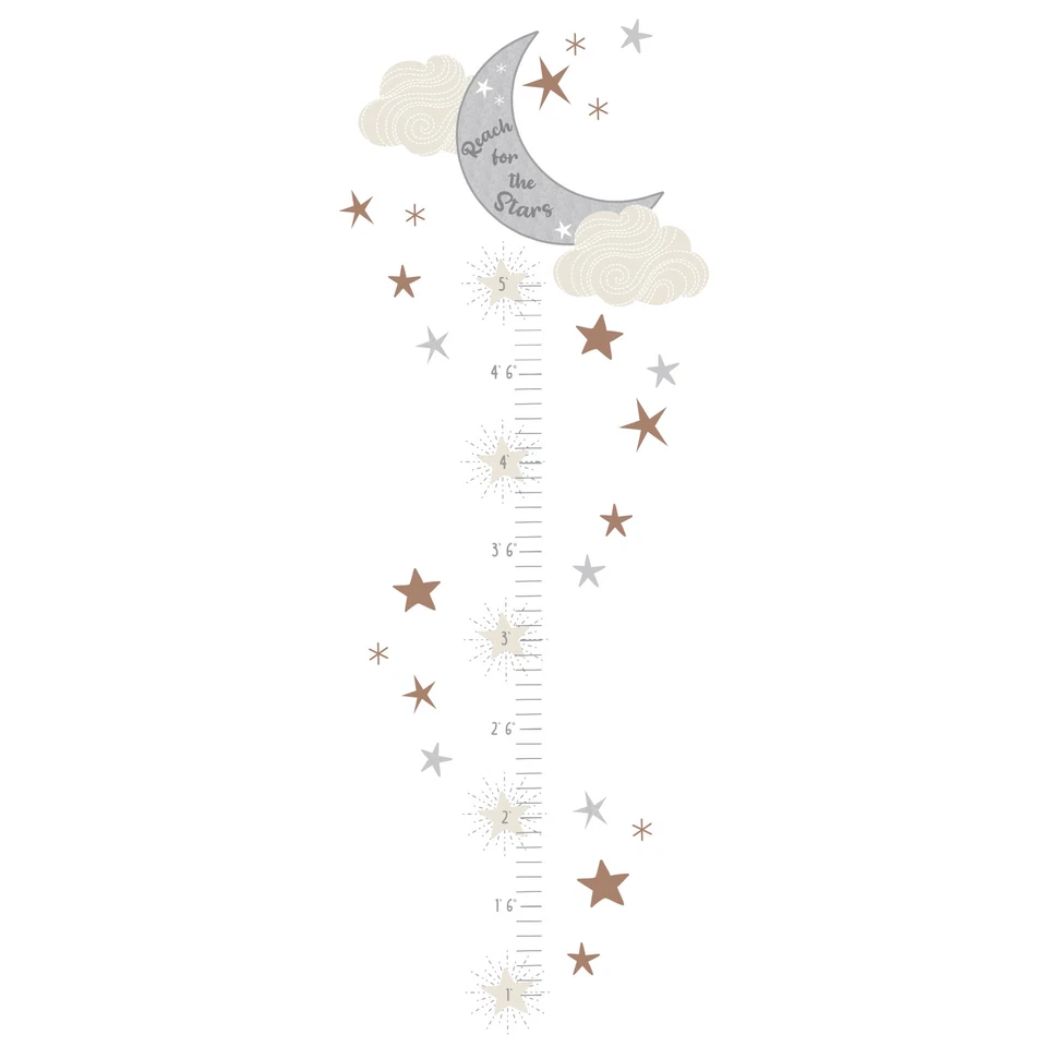 Calcomanía/pegatina de pared con tabla de crecimiento de corderos e hiedra luna celestial y estrellas para niños pequeños/niños Foto 1 de 4