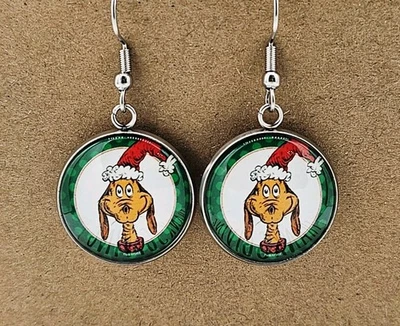 Nuevos Pendientes Grinch Max el Perro Navidad Vacaciones Ganchos Acero Inoxidable Foto 1 de 3