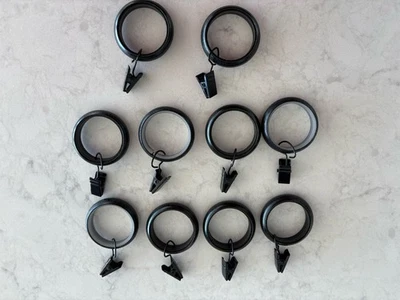 套装/10 Pottery Barn Quiet Glide 窗帘夹环小号铸铁黑色 — 第 1/2 张图片