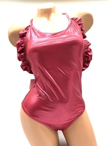 Traje de baño Lison Paris sorbete brillante talla 40 diseño francés anti UV 50+ volantes brillo - Imagen 1 de 10