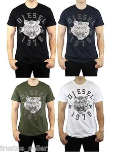DIESEL Men's T - TIGER Stud Logo Graphic Tee T-Shirt Top Black Blue Green White - Picture 1 of 24
