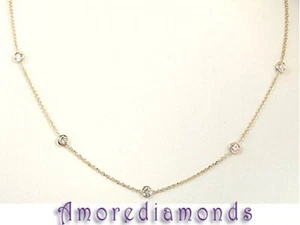 1.12 ct G SI1 round diamonds by the yard eyeglass bezel necklace 18k yellow gold - Picture 1 of 1