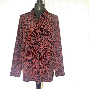 F&F Burgundy Animal Print Shirt with Back Split in UK 12-14 *exc cond* - Picture 1 of 12