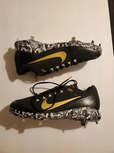 Nike Flywire Baseball Cleats AO3625-077 Black Gold Marble Black History sz 12.5 - Picture 1 of 6