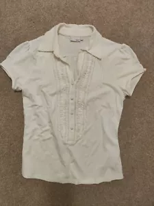 Ladies Next Ivory Short Sleeved Shirt Size Medium - Picture 1 of 6