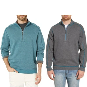 Tommy Bahama Pullover Herren Medium Langarm blau grau Pulli Outdoor 1/4 Zip - Bild 1 von 14