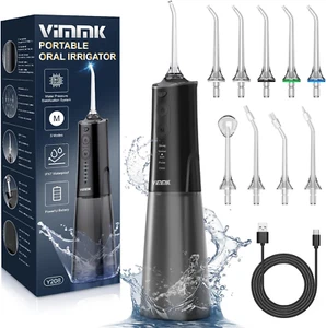 Water Flosser, Kabellose Wasser Zahnseide, Schwarz 9 Jet Tips 5 Modi 300ML IPX7 - Bild 1 von 11