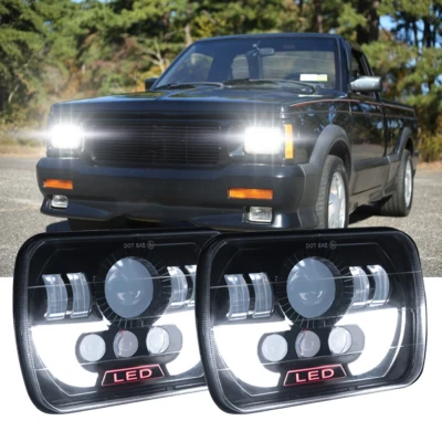 For GMC C1500 C2500 C3500 79-86 Chrome 7x6" 5x7" inch LED Headlight Hi/Lo Beam - Image 1 of 4