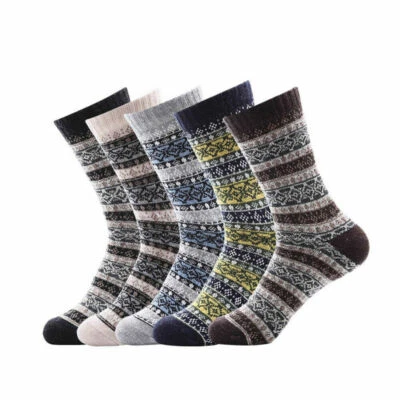 5 pares de calcetines para hombre de lana cachemir cálidos gruesos vintage invierno suaves calcetines talla única Foto 1 de 4