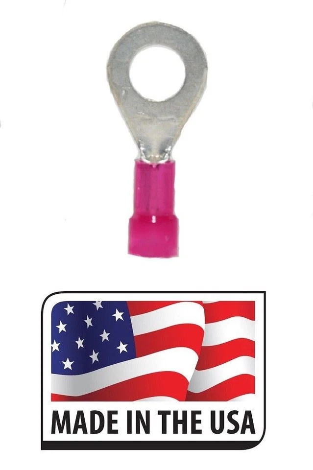 (100) 22-18 AWG NYLON RING TERMINAL #4 or #6 STUD SIZE ELECTRICAL CONNECTOR USA - Image 1 of 1