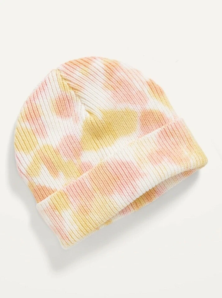 ANTIGUO AZUL MARINO Bebé Niñas Unisex Tejido Gorro Sombrero Rosa Amarillo Tie Dye Talla Grande Foto 1 de 2