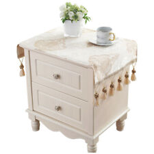 Retro Jacquard Tablecloth Bedside Table Cabinet Furniture Dust Cover Tassel Trim