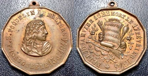 Medaille - J.B. Poquelin - Molière eingeweiht am 15 01 1844! SUP ! - Bild 1 von 1