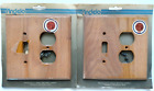 2 Vintage NOS Oak Solid Wood Light & Outlet Switch Plates  covers w Screws