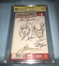 SPIDER-MAN 1 9.8 CBCS SIGNED SKETCH JOHN ROMITA SR , G.CONWAY & SANDOVAL & HANNA