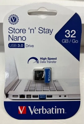 Verbatim Store 'n' Stay 32 GB USB 3.0 Drive High Speed Data Transfer (98710) - Image 1 of 2
