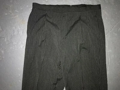 VTG 40S 40 X 32 STRIPE SALT PEPPER SUSPENDER BUTTON ZIP FLY TROUSER STIFEL PANTS - Image 1 of 4