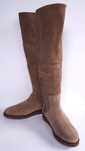 Johnston & Murphy Women Cuffed Knee High Boots Italian Stony Waxy Suede 7.5 NEW - Picture 1 of 10