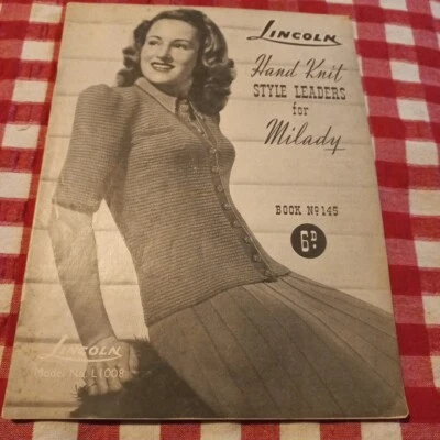 😇 Lincoln Knitting Pattern Book No 145 B&W vcg 20 Page Women Milady 34-36 Inch - image 1 of 4