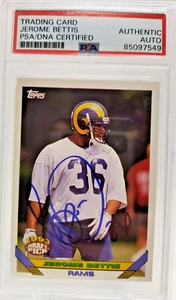 JEROME BETTIS AUTO ROOKIE 1993 Topps Football #166 PSA DNA Steelers Signed HOF - Picture 1 of 2
