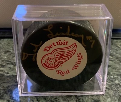 Ted Lindsay Signed Hockey Puck Autographed Detroit Red Wings Beckett COA w/ Case - Изображение 1 из 3