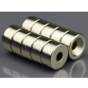 Neu 10 Stck. Starke N50 Runde Neodym Senkmagnete 10 x 5 mm Loch 3 mm - Bild 1 von 6